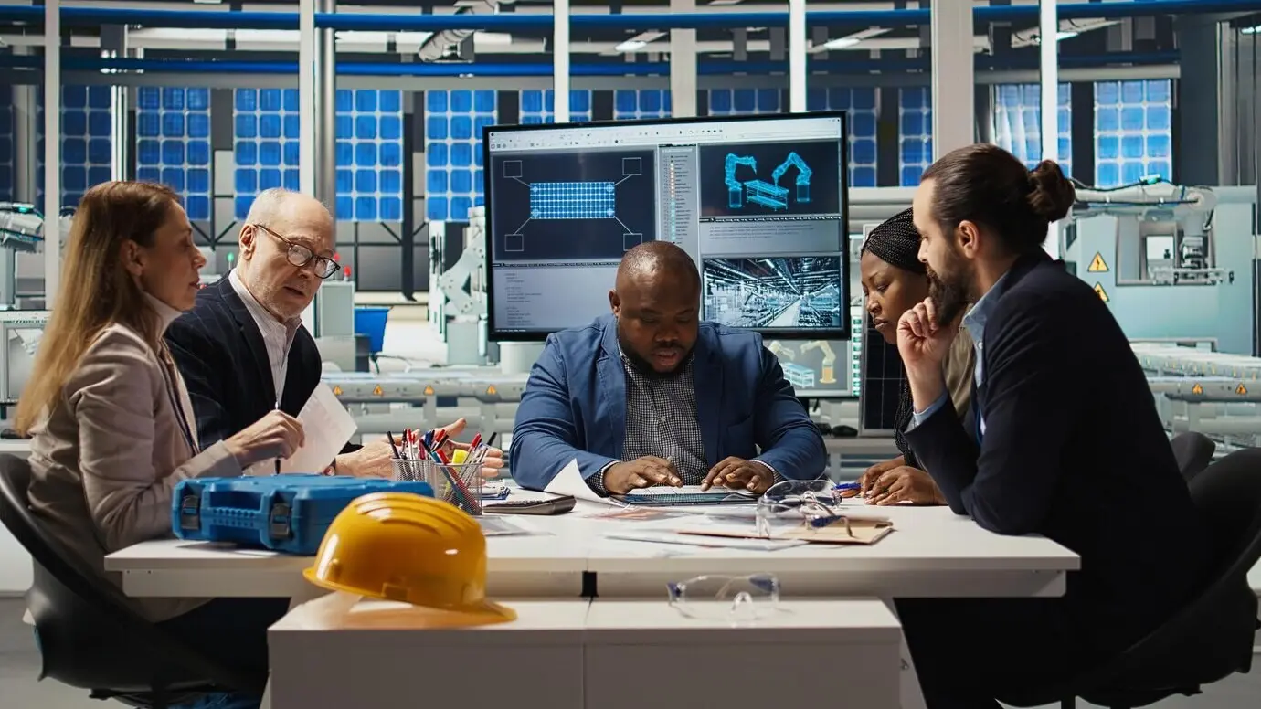 Инженеры завода изучают конструкции сборочных линий, чтобы увеличить выпуск.